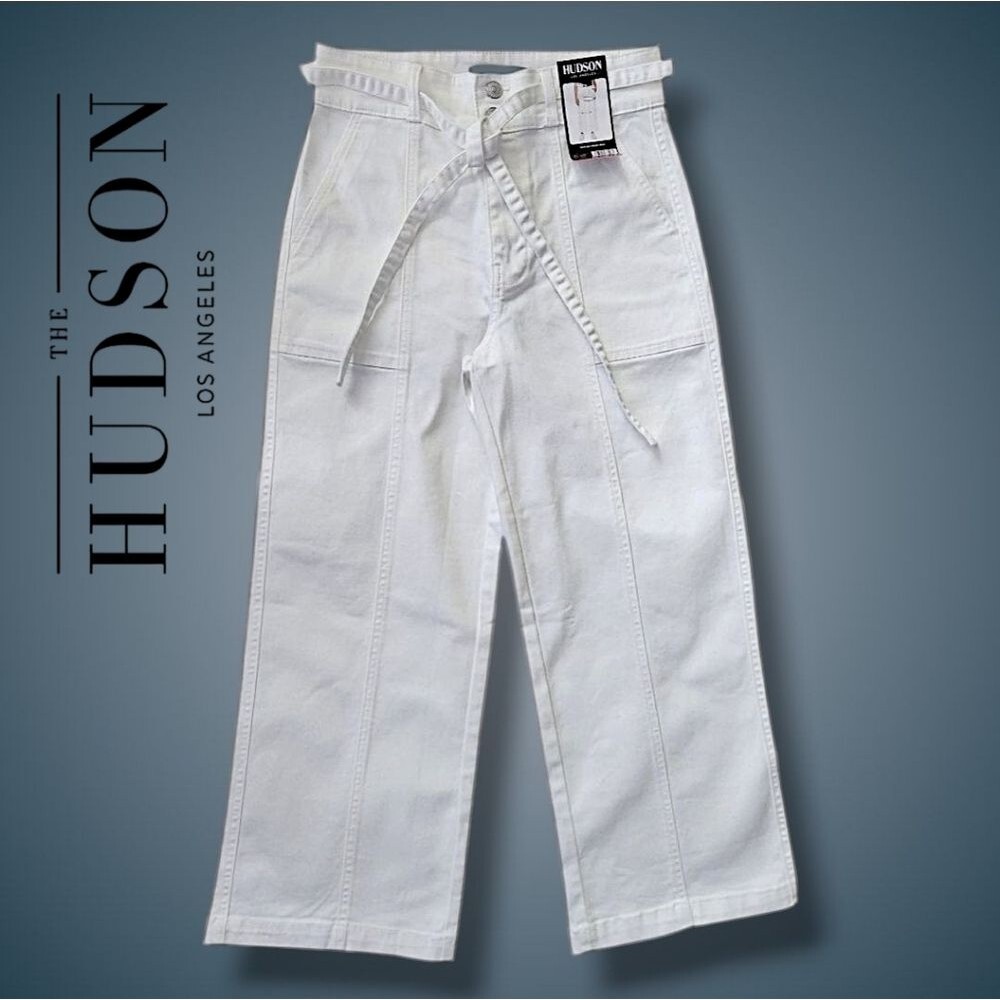 NEW! Hudson Los Angeles Women's Wide-led Belted Jeans White Size 10/30 (Medium)